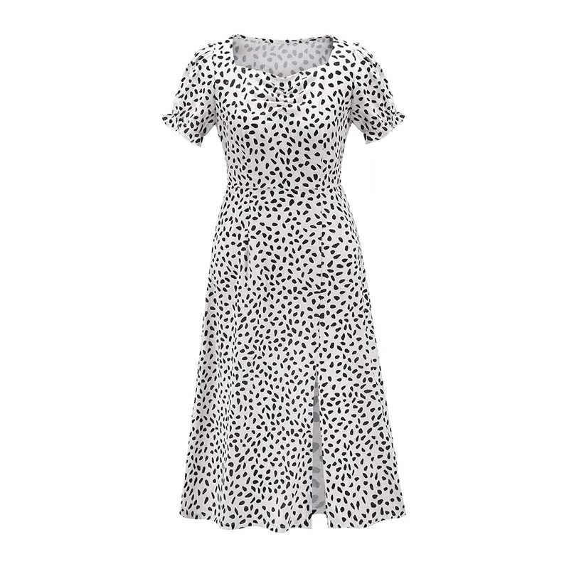 

2020 Summer A Line Dress Women Bubble Sleeve Women Party Dress Dots Female Beach Elegant Boho White Long Dress For Women