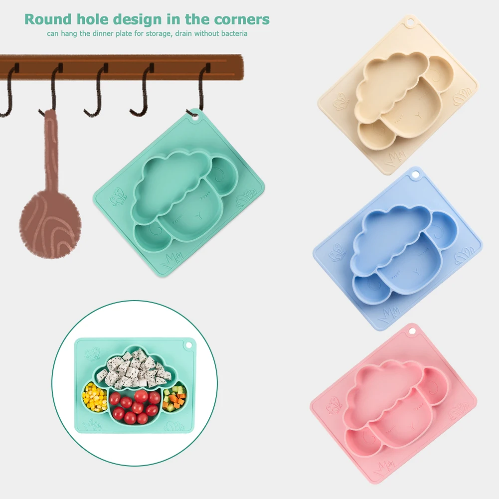 

Baby Feeding Bowl Silicone One-Piece Partitioned Plate Children's Complementary Food Plate Anti-Drop Non-Slip Baby Tableware