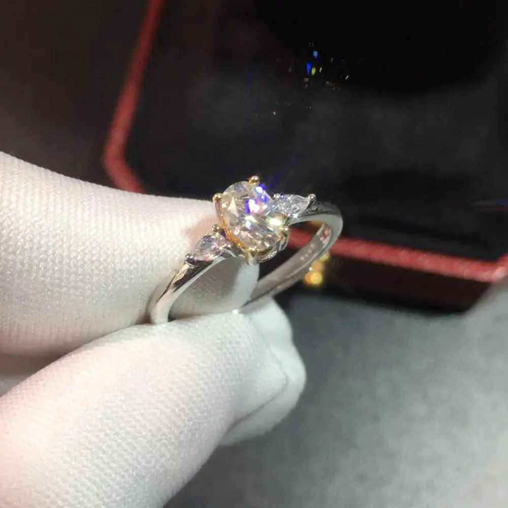 Inbeaut овальное кольцо из серебра 925 пробы с отличной огранкой моисанит Алмазное