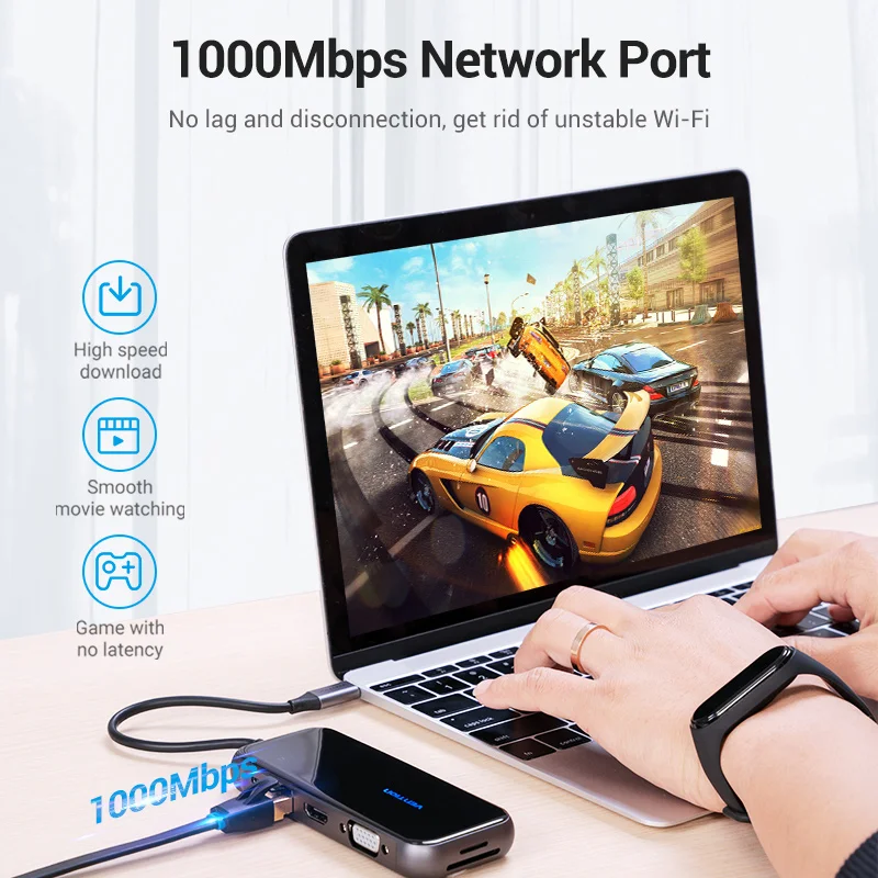 USB-хаб Vention с Type-C 4K HDMI RJ45 VGA мультиusb 3 0 PD-адаптер для MacBook Pro 2020 USB-C 1 разветвитель 10 в
