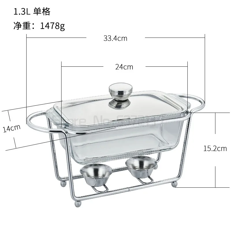 

Glass 304 Stainless Steel Buffet Chafing Dish Catering Heating Food Warmer Freshness Container Dinner Birthday Party