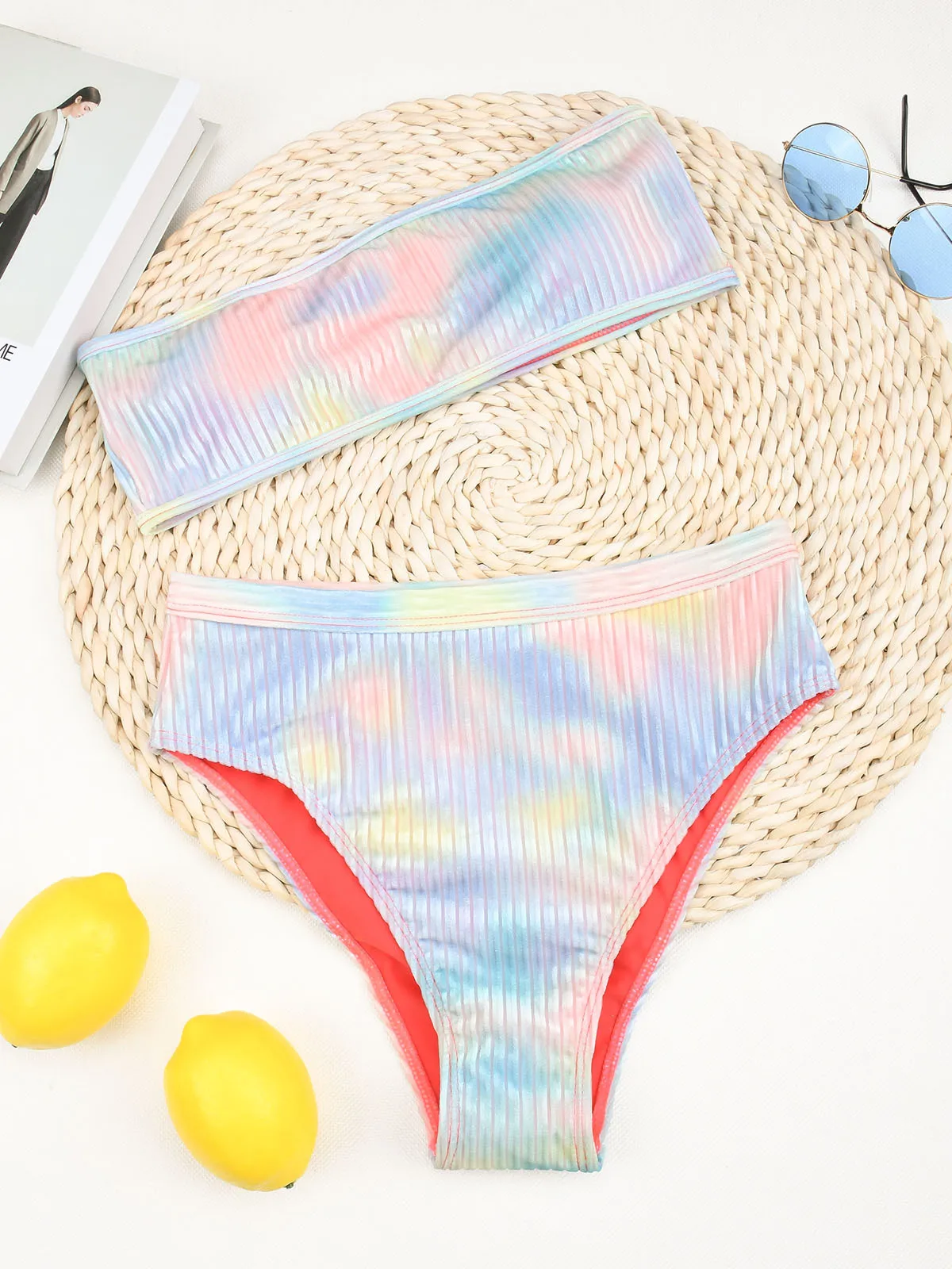 

Tie Dye Sexy Bikini Swimsuit High Waist Women's Swimwear Female Brazilian Bikini Set Biquini Bathing Suit New Fabric 2021