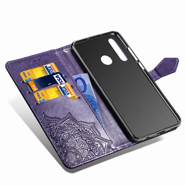 Дурман Цветы Чехол с тиснением для huawei Y5 Y6 Y7 Y9 Pro флип-чехол из искусственной кожи y6 y9 Prime Чехол-бумажник чехол для телефона оболочки