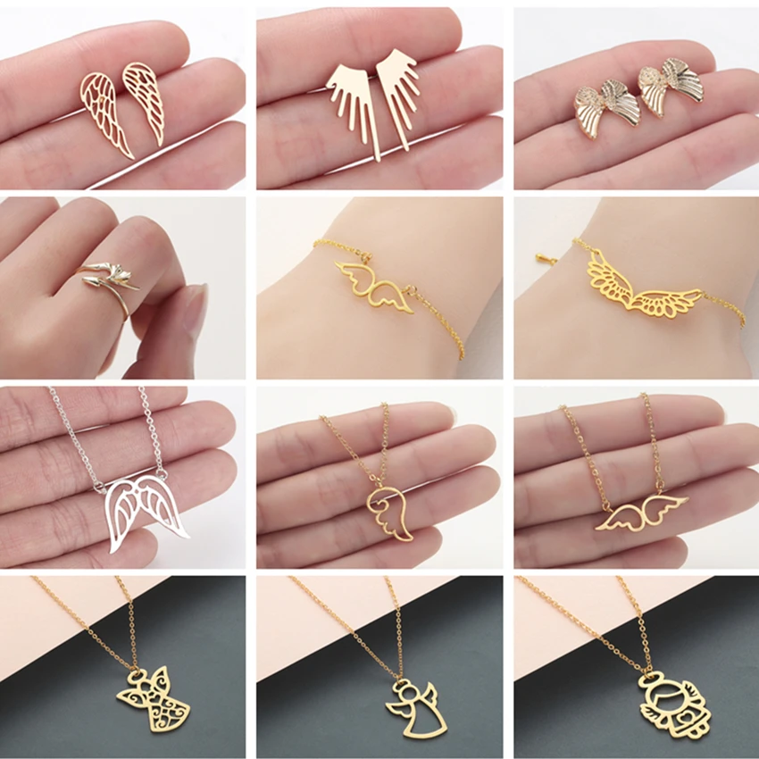 Женское кольцо с крыльями Cxwind массивные кольца ангела подвески обручальные