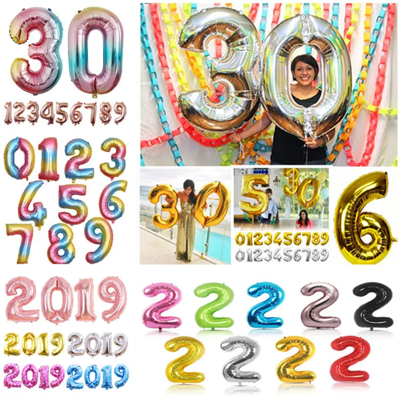 Воздушный шар с цифрами из синей и розовой фольги утолщенный латексный воздушный