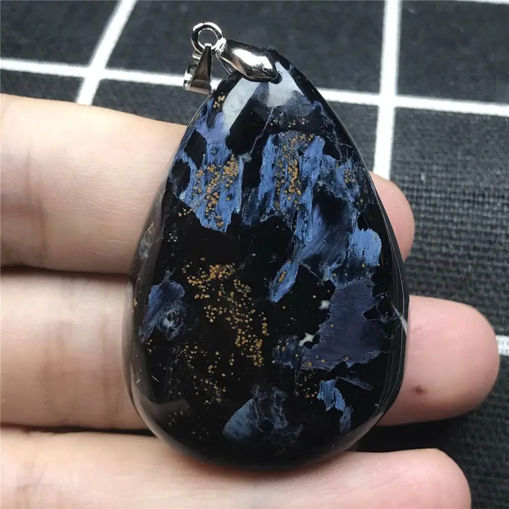 Натуральный Синий Pietersite кулон ювелирные изделия для Для женщин Для мужчин 46x31x10 мм Намибии с украшением в виде кристаллов капли воды лавовый камень браслет, Модный кулон AAAAA