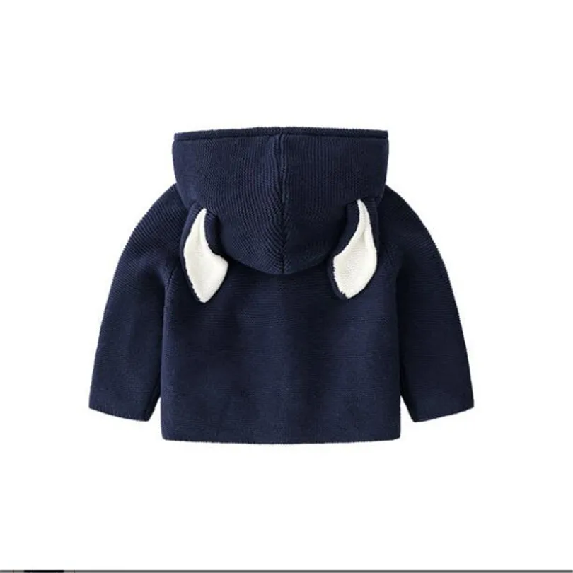 Вязаный детский кардиган с заячьими ушками Осенняя детская куртка пальто