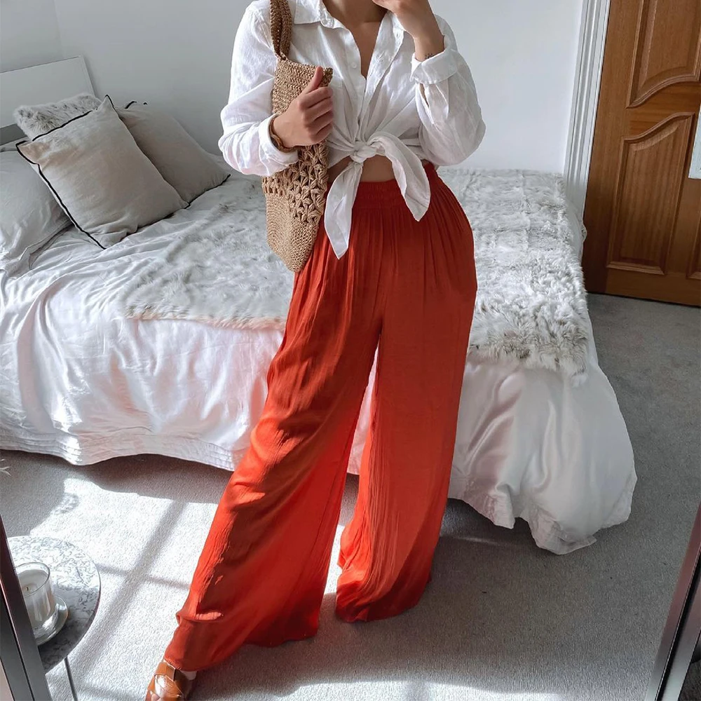 

2021 Pants Women Wide Leg Vintage Fashion Hight-waist Casual Trousers Women Y2k Pantalon Pour Femme