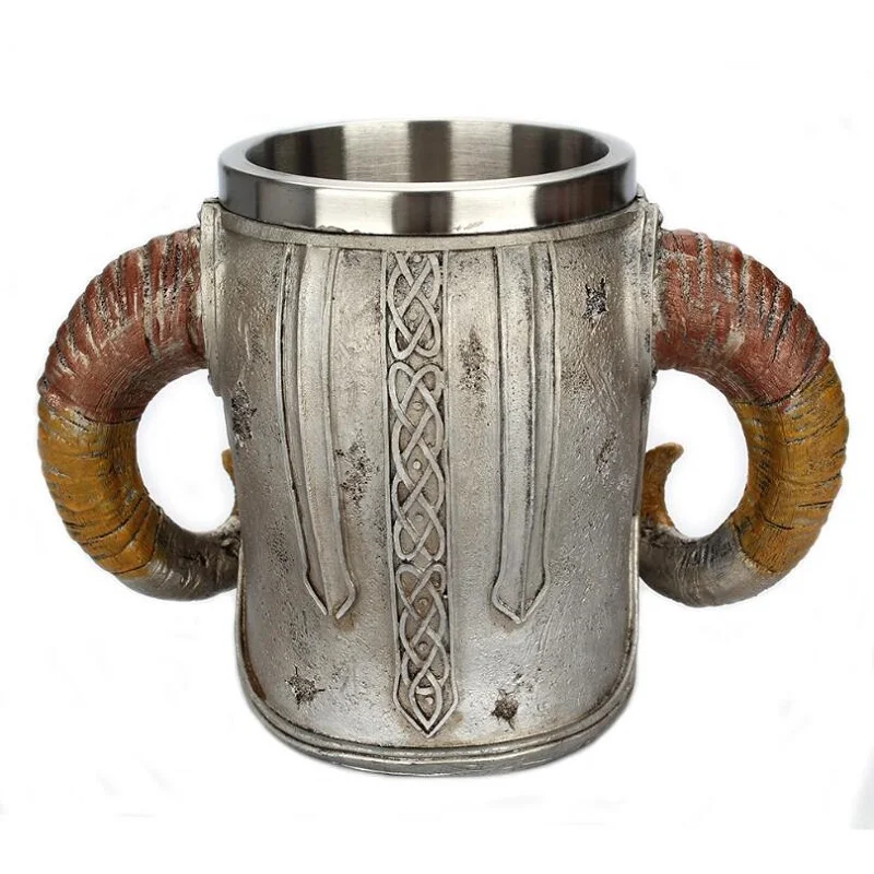 Креативная чашка из нержавеющей стали с изображением черепа рыцаря овечьего