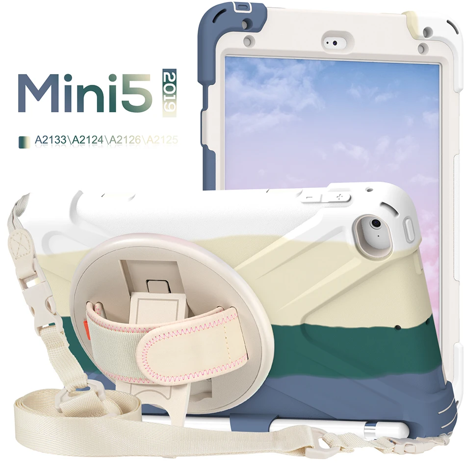 

Full Body Protective Kids Shockproof Cover for iPad Mini Silicone Case 2019 Mini 4 5 Durable Cover with Shoulder Strap