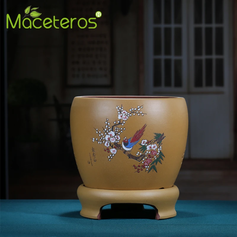 

Современный бутик, фиолетовый песок, цветочный горшок в китайском стиле, керамический круглый цветочный горшок, домашняя зеленая полка для ...