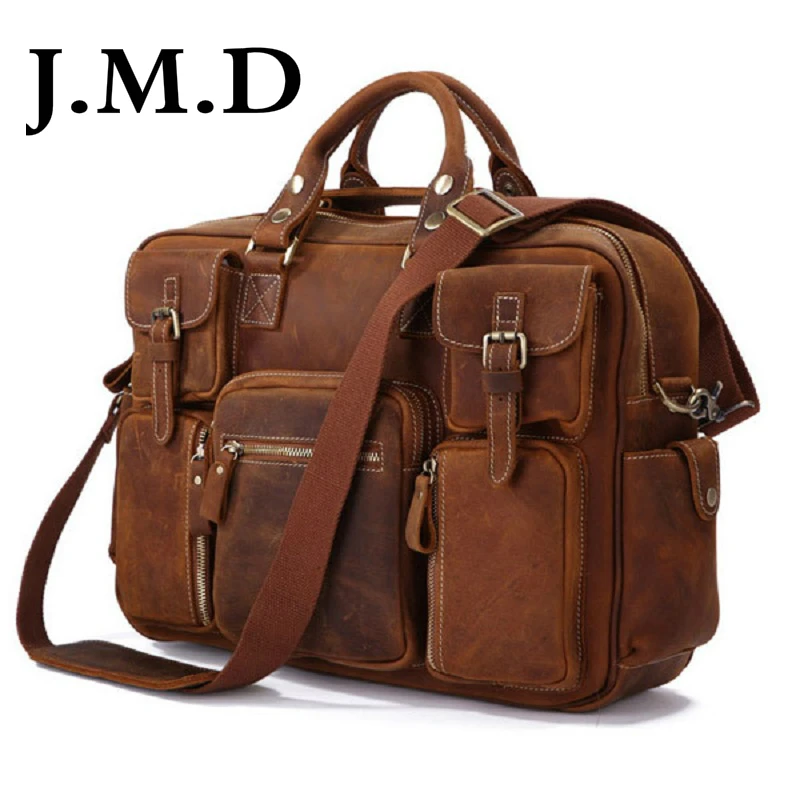 

J.M.D Hot Selling 100% Genuine Leather Rare Crazy Horse Leather Men's Briefcase Laptop Bag Tote Bag Shoulder Messenger Bag