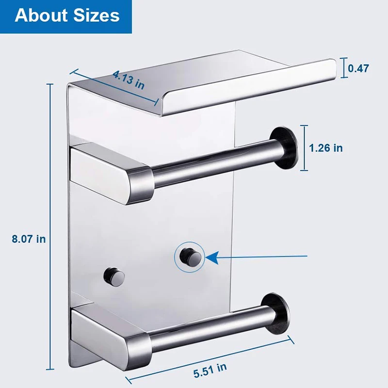 Double Roll Toilet Paper Holder Wall Mounted with Shelf SUS 304 Stainless Steel Bathroom Accessories Tissue Dispenser Stor | Обустройство