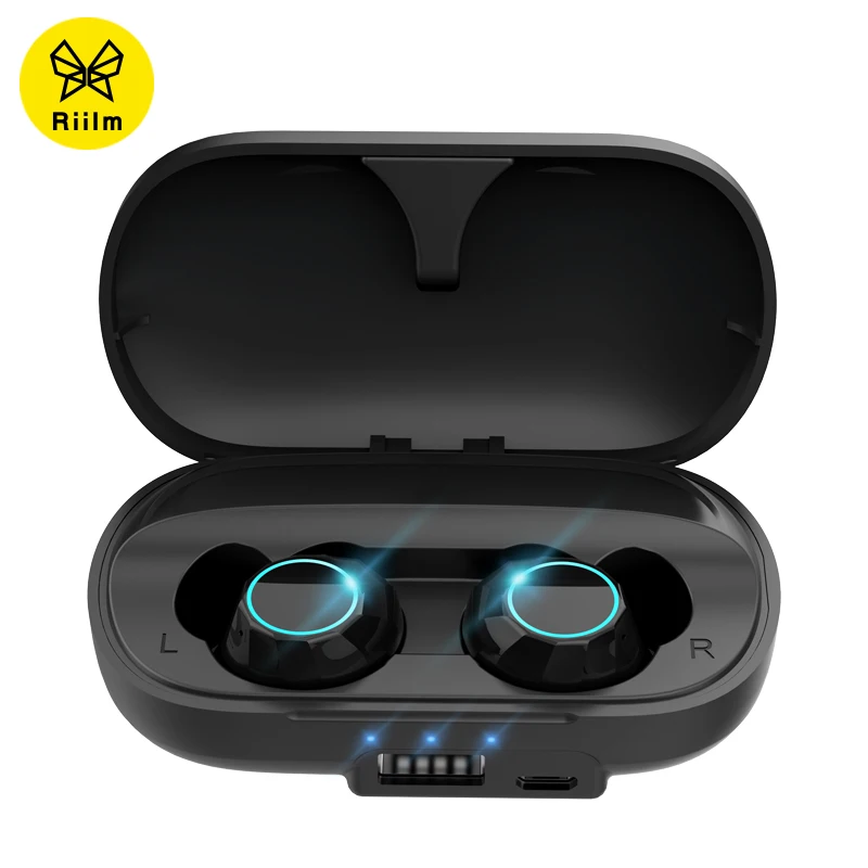 Наушники Riilm TWS Bluetooth, беспроводные стерео наушники-вкладыши и внешний аккумулятор с микрофоном для звонков с громкой связью