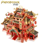 Наборы строительных моделей для ресторанов Chinatown Piececool, 3D модели металлических пазлов сделай сам, лазерная вырезка, сборная игрушка, подарок для детей