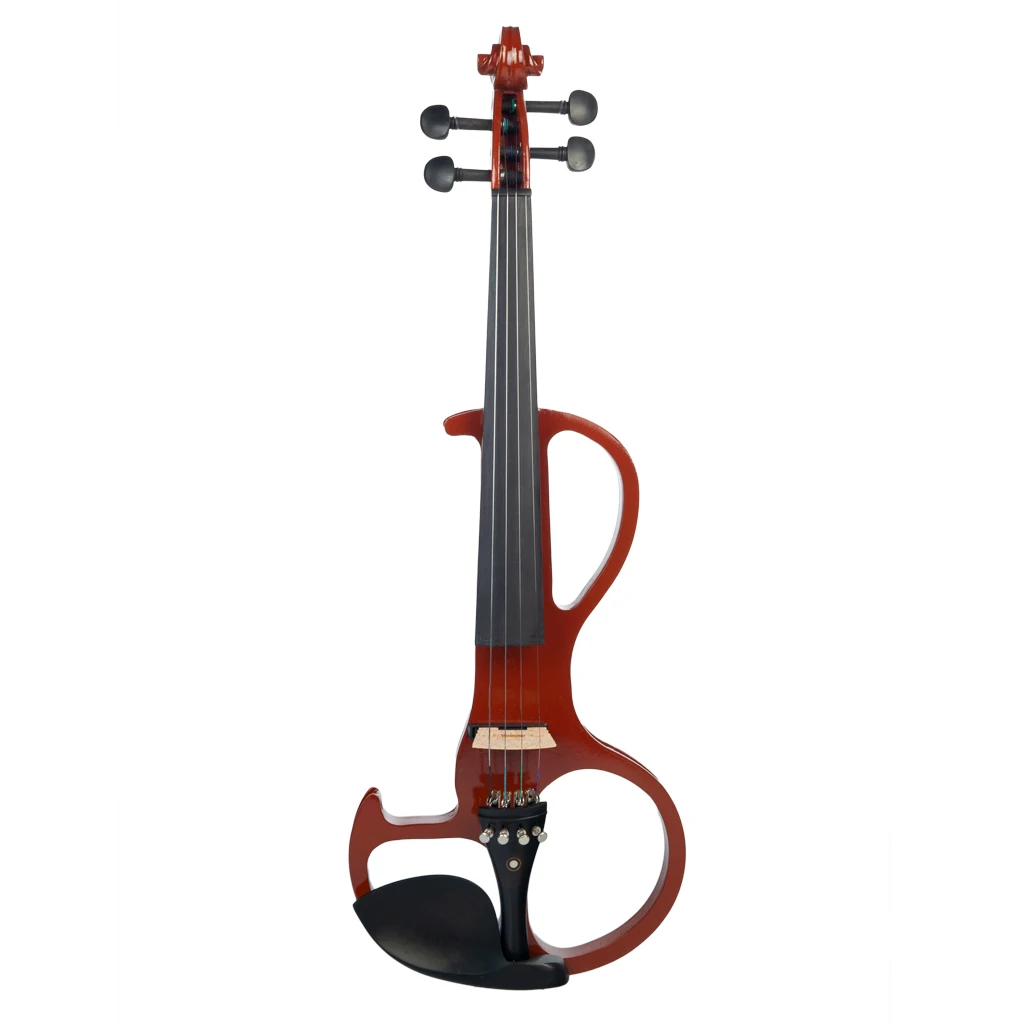 4/4 Full Size Electric Violin Set Ebony Fittings w/ Brazilwood Bow+Rosin+Violin Strings+Bridge+Tuner+Audio Cable+Case+Nylon Bag enlarge