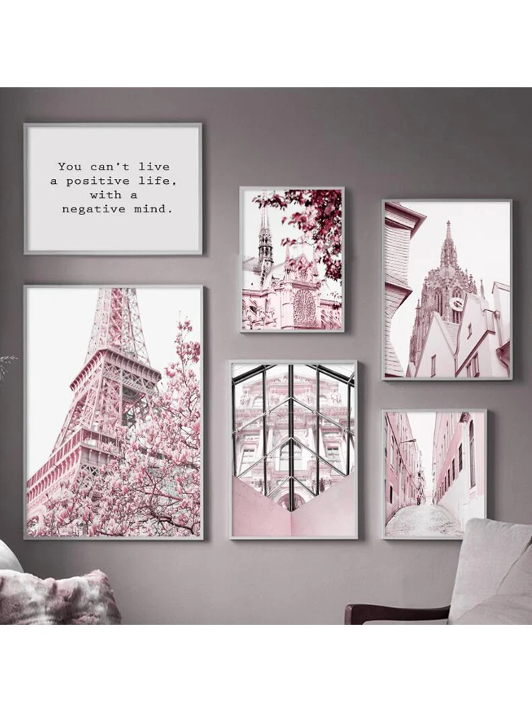 DIY алмазная живопись розовый Парижская Башня Биг-Бен мост часовни цветок