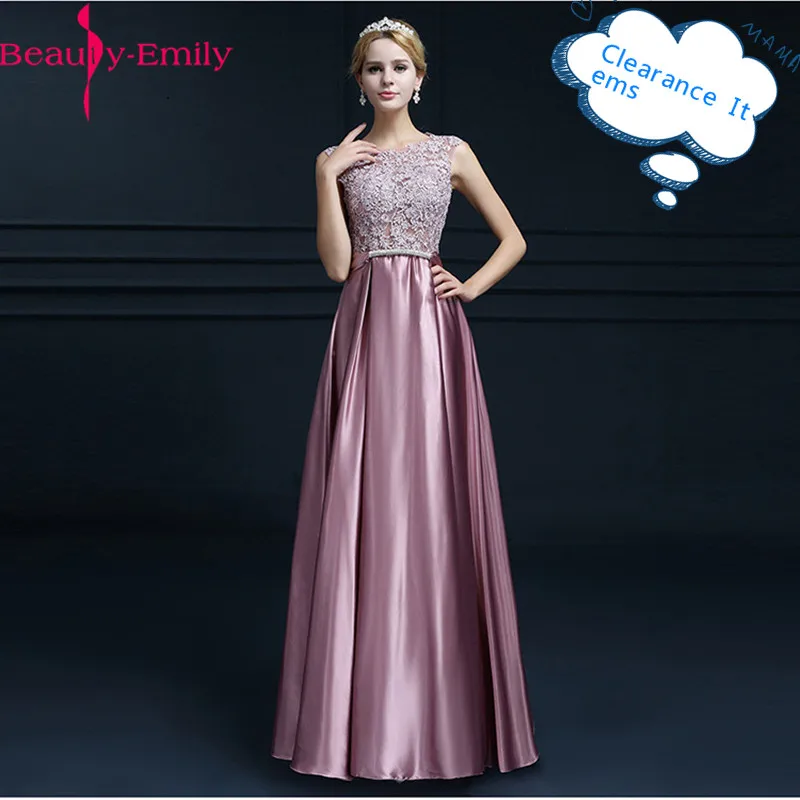 [Clearance Sale] Shine Satin Long Lace Evening Dress 2020 Fashion O Neck Sleeveless Zipper Back Formal Party Dresses | Свадьбы и