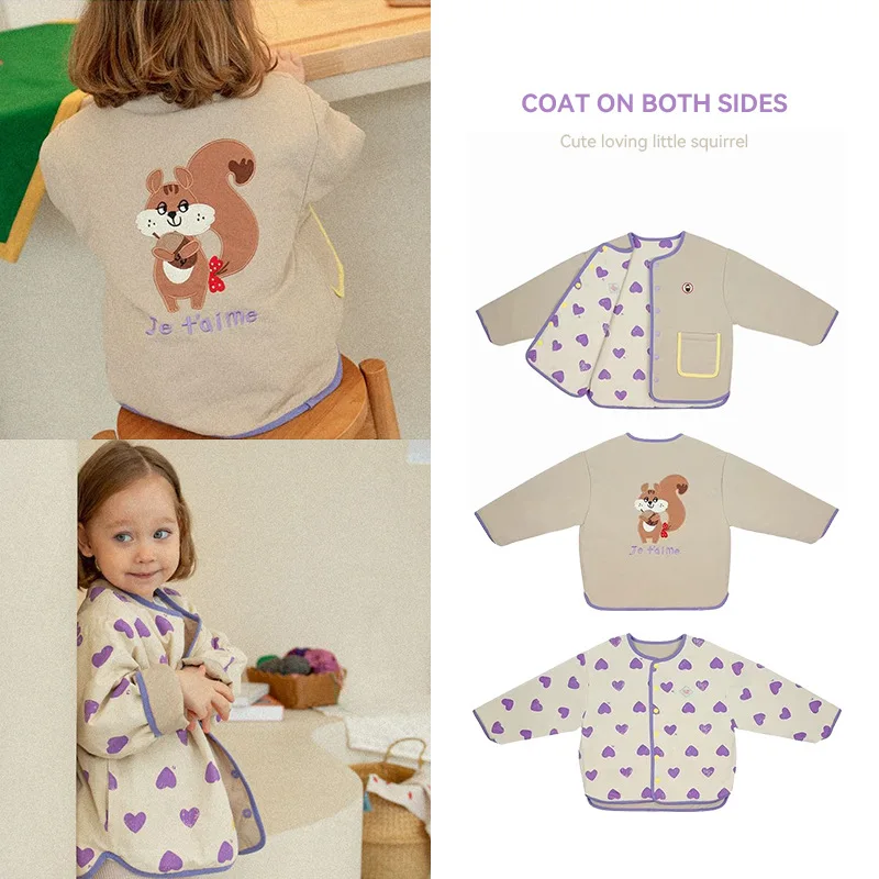 

2021 New Autumn Winter PS Brand Kids Jacket for Boys Girls Cute Cartoon Print Double Wear Coat Baby Toddler Warm Outwear Clothes