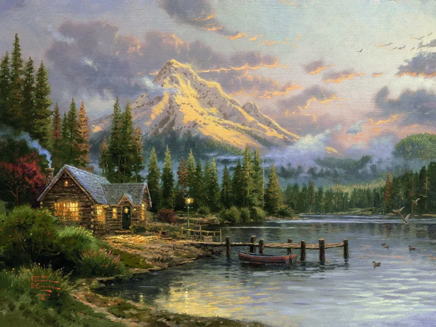 Абстрактная живопись Thomas Kinkade Ladys and The Tramps HD напечатанная на постеры печати холсте