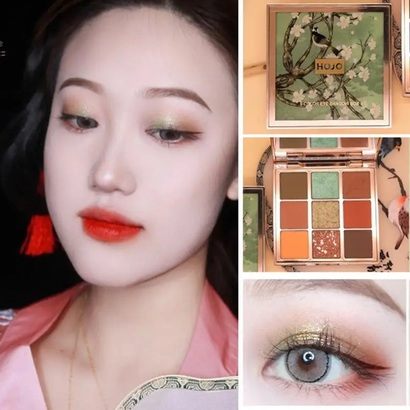 Палетка теней для век с шелковистыми блестками в китайском стиле 9 цветов модный