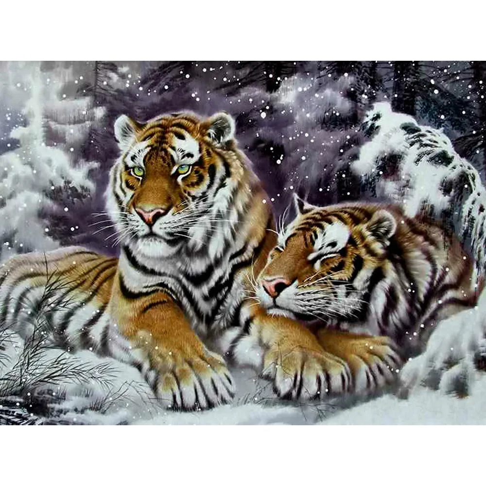

CraftArtGo 5D DIY Алмазная вышивка тигра полный круглые квадратные Стразы мозаика, вышивка крестиком на рисунке, со стразами в виде цветка; Набор дл...