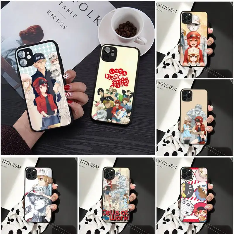 

cells at work cute cartoon Phone Case Matte Transparent for iPhone 7 8 11 12 s mini pro X XS XR MAX Plus cover funda