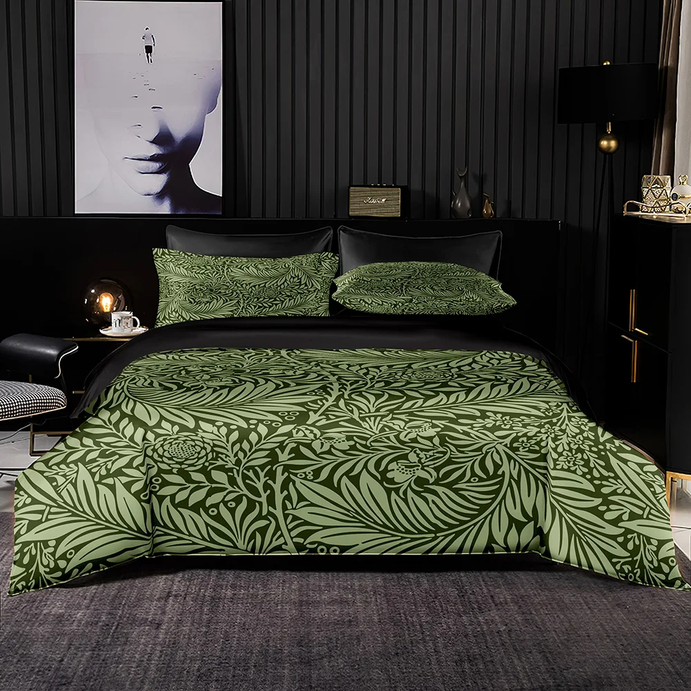 

3D Digital Print Bedding Set Quality Green Duvet Cover 228x228 with Pillowcase,245x210 Quilt Cover,Superfine Fiber Large Bed Set