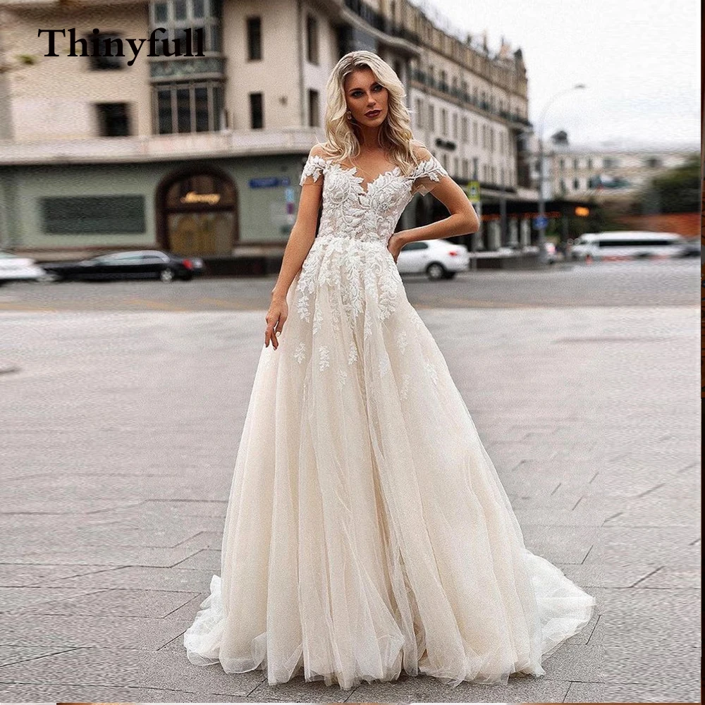 

Женское ТРАПЕЦИЕВИДНОЕ свадебное платье, длинное платье цвета шампанского с цветочной аппликацией и открытыми плечами, платье для невесты ...