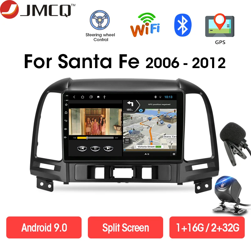 JMCQ Android 9 0 мультимедийный плеер для Hyundai Santa Fe 2 2006 2012 GPS Navi 2din видео автомобильное