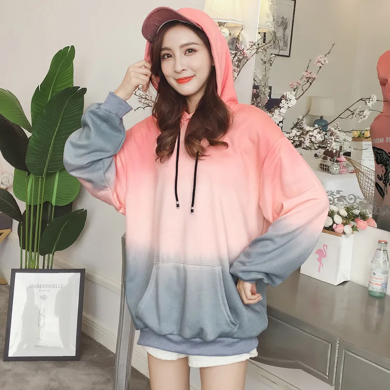 Женская толстовка с капюшоном свободная бархатная Толстовка кораллового цвета в