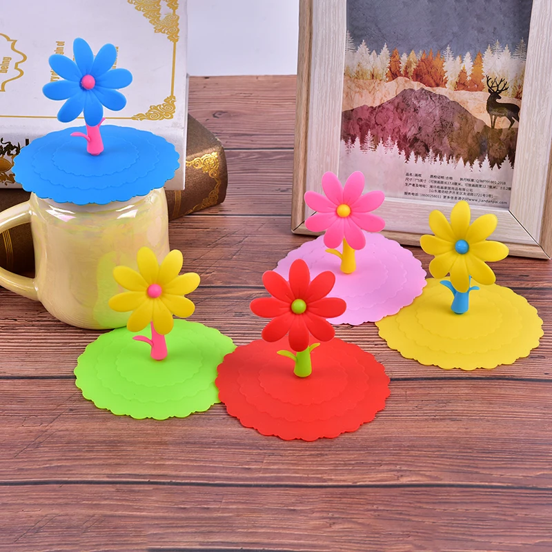 

1 Pc*Cup lid Cute Flowers Adorn Water Drinking Cup Lid Silicone Anti-dust Bowl Cover Cup Seals Glass Mugs Cap Cups Lid-silicon