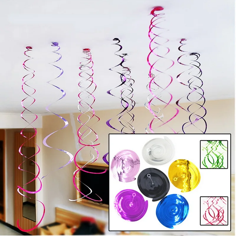 6 штук упак. спиральные ПВХ украшения для вечеринок сцена оформление свадьбы и
