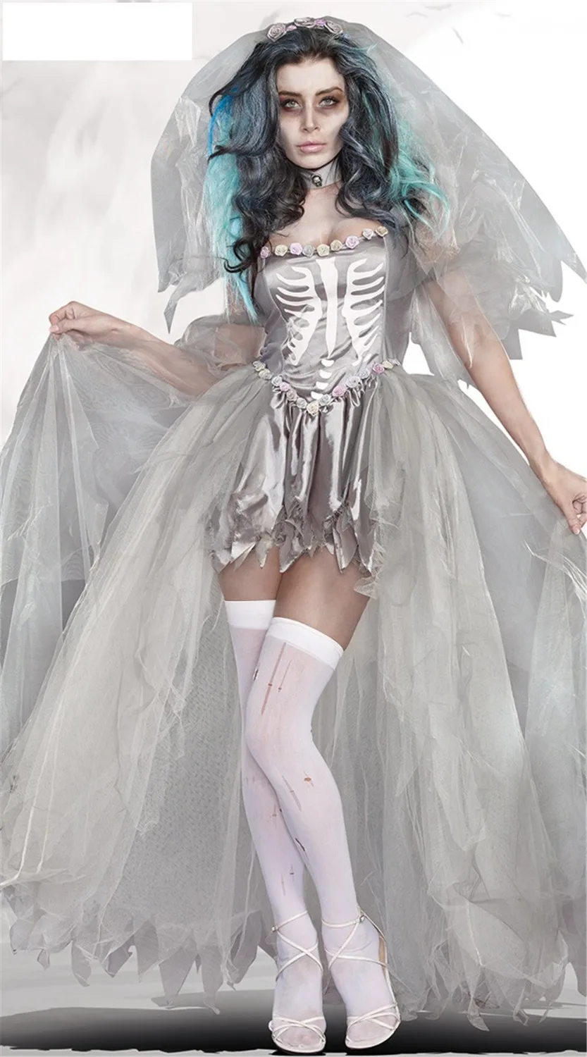 Костюм жениха Пурим Женский костюм невесты с трупом зомби короткое платье для