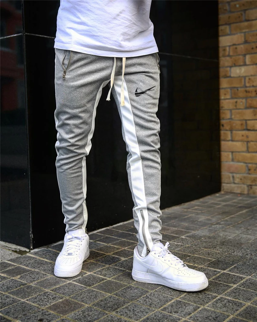 

New Products Long Trouser Hem Zipper INIKE Men's Pants Casual Sports Pants Jogging Pants Double Pocket Zipper Jogging Pants