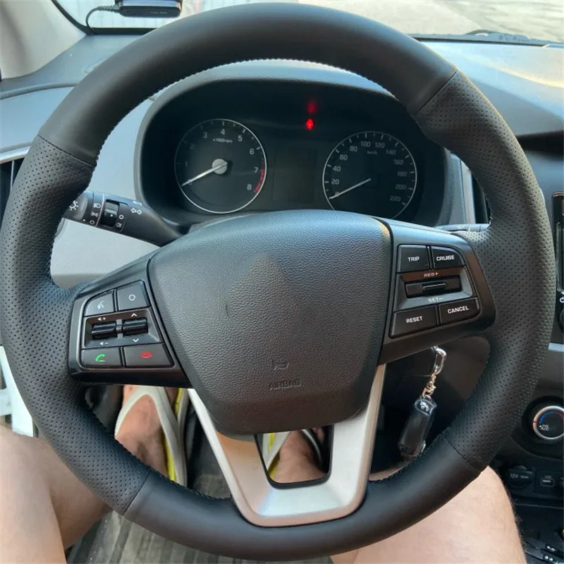 Чехол рулевого колеса автомобиля на заказ для Hyundai ix25 2014 2015 2016 Creta 2017 Кожаная
