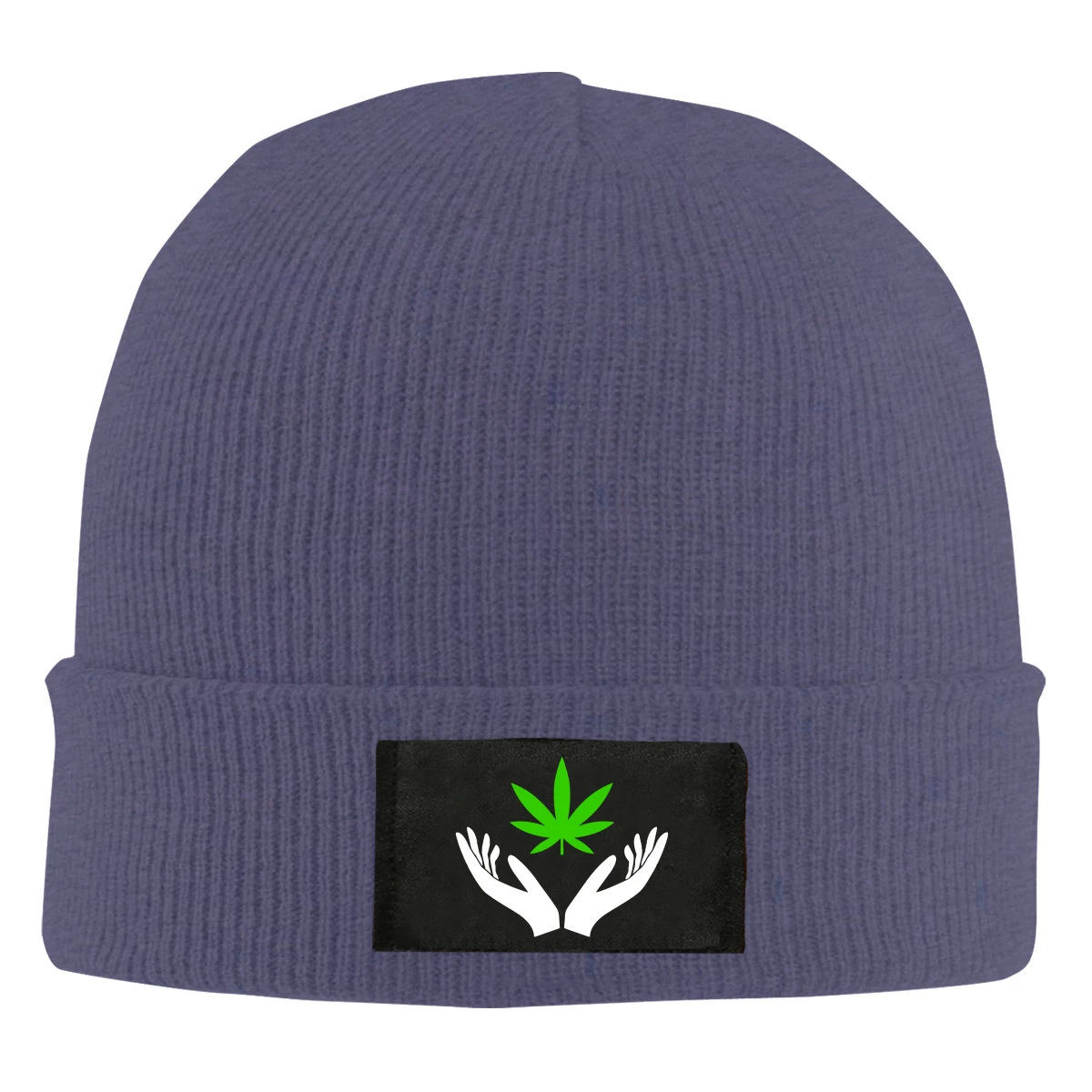 Weed Hands Holding Leaf Black Beanie Men's Women's Winter Warm Ski Skull Cap Knitted hat | Аксессуары для одежды