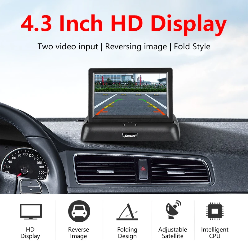 Vtopek 4.3 Inch TFT LCD Car Monitor Foldable HD Display Reverse Image Camera Parking System for Auto Rearview Monitors NTSC | Автомобили и