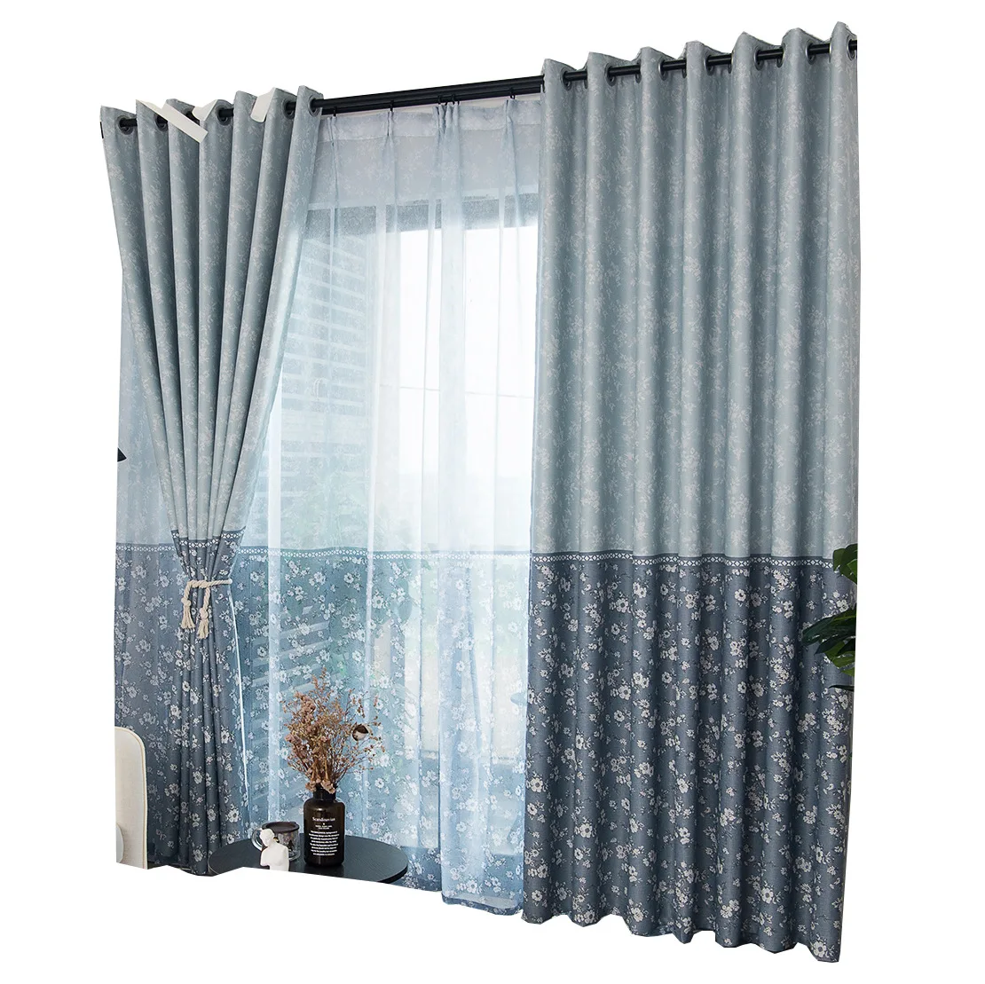 

New Pastoral Wind Imitation Mosaic Printing Floret Shading Curtains For Living Dining Room Bedroom.