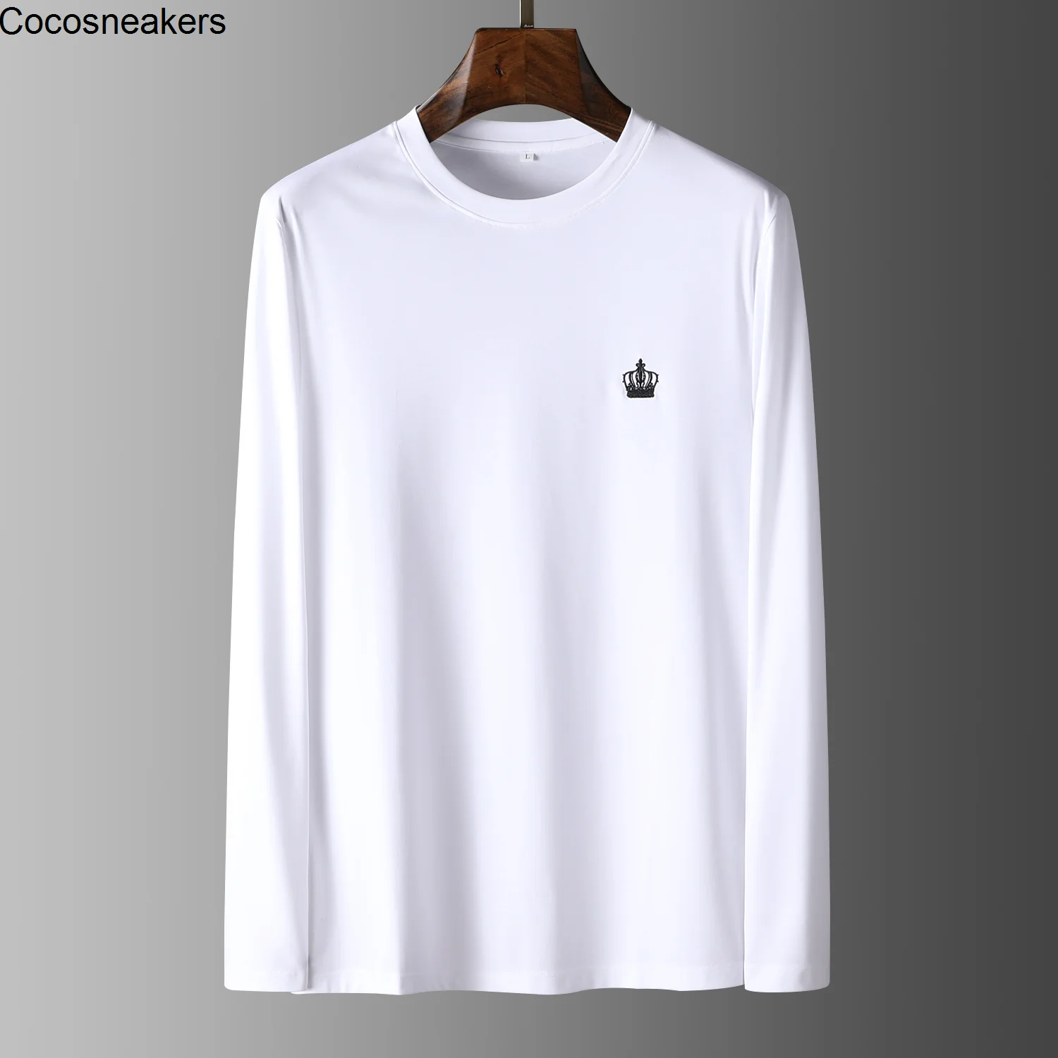 

Daily versatile high texture 120 thread count double mercerized cotton bottomed shirt men's autumn casual men's round neck long
