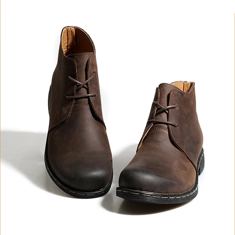 Мужские коричневые кожаные Ботинки Martin ботинки из натуральной кожи в британском