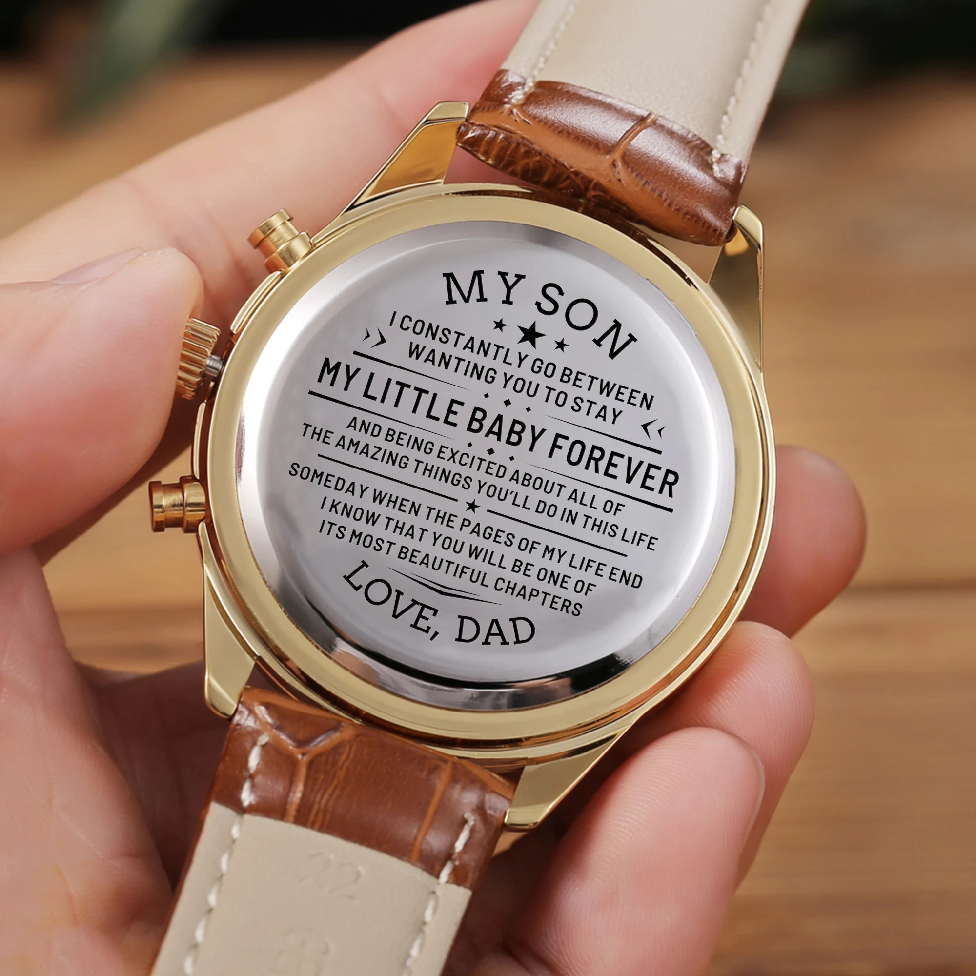 

Dad to my son tyou'll always be my little boy Send you a surprise luxury sports carved watch Christmas presents gift