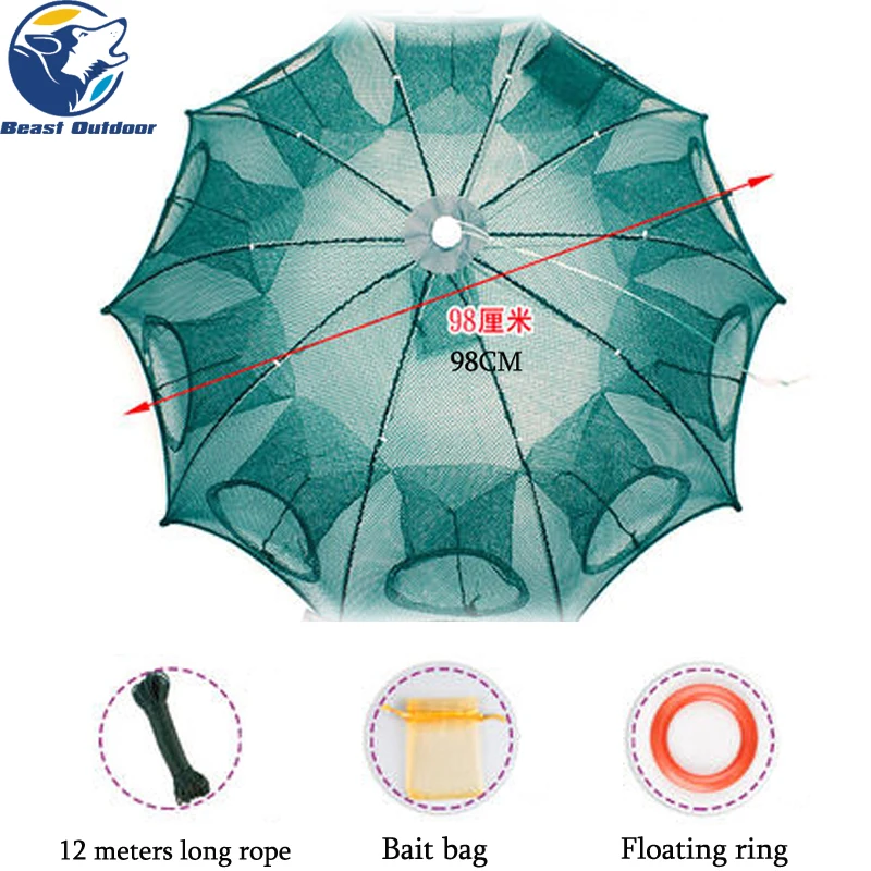 20 отверстий рыболовная сеть складывается портативная шестигранная литые сети