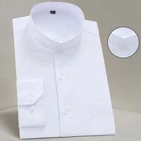 mens stand collar long sleeve slim fit soft comfortable social french cuffs dress shirts men party wedding male tuxedo shirts