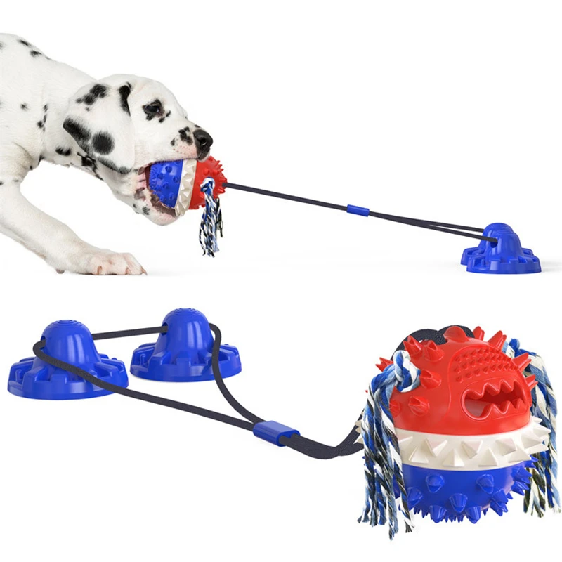 

New Medium & Large Dogs Strengthen Strong Double Suction Cup Dog Toy Molar Bite-Resistant Ball Anti-Disassembly Home Relief Toy