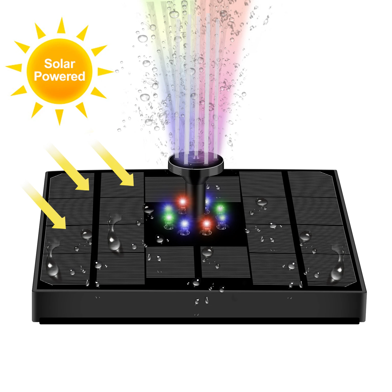 

3.7V/1200mAh Solar Fountain LED Colorful Light Swimming Pool Fountain Pool Pond Floating Bird Bath Water Panel Fountain Pump