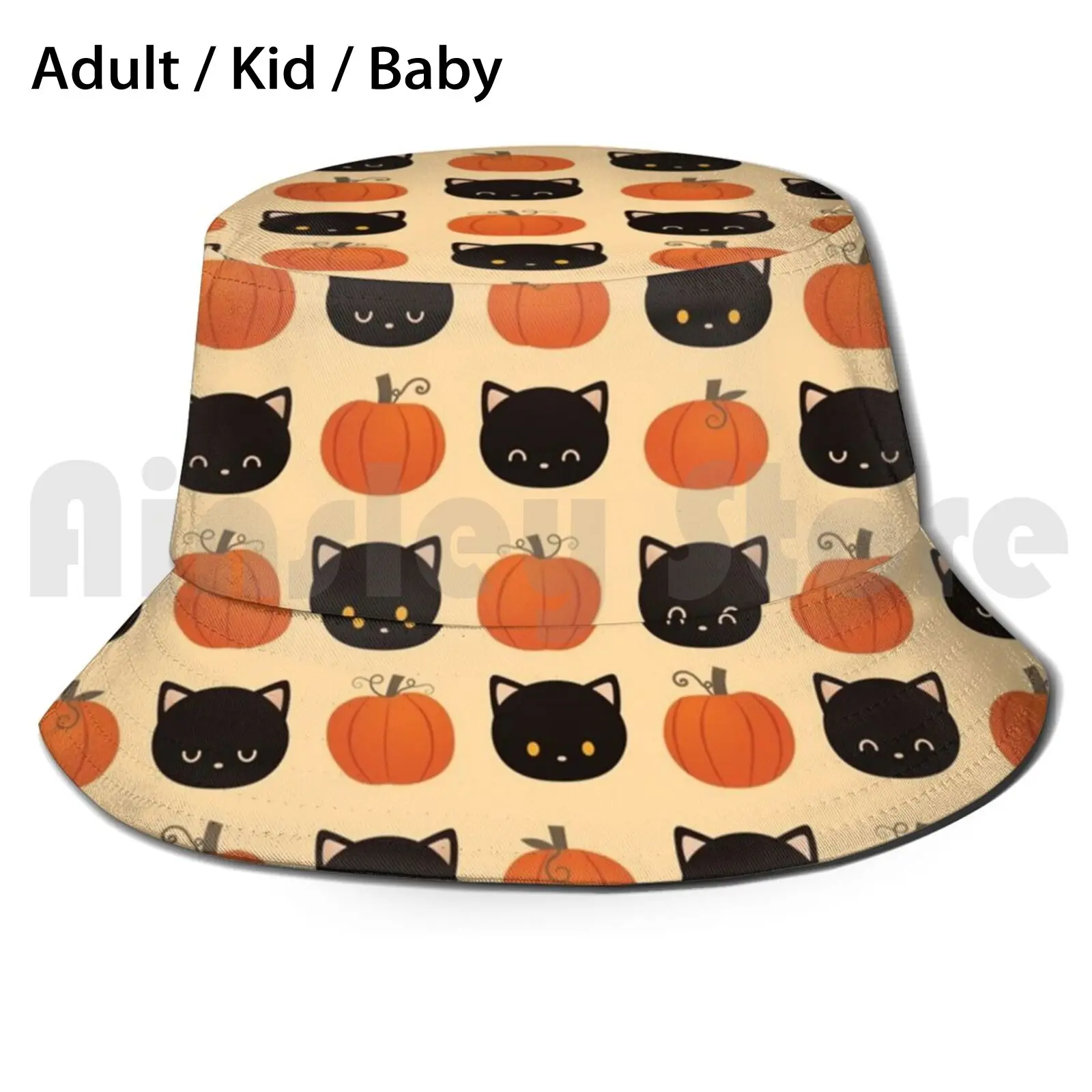 

Black Cat And Pumpkin Pattern Sun Hat 1333 Bucket Hat Cute Halloween October Fall Autumn Black Cats Cats