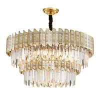 modern stainless steel crystal chandeliers gold lustre hanging lamps chandelier lighting suspension luminaire lampen for foyer