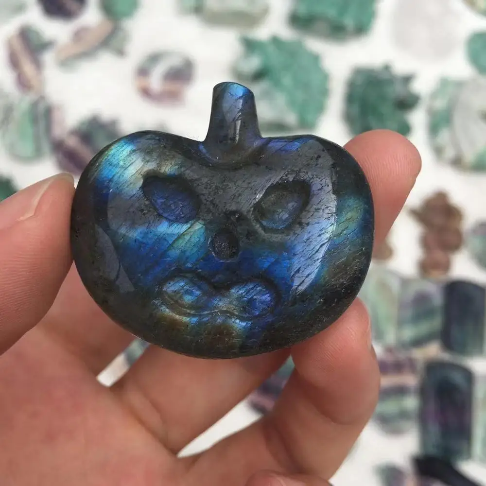 Натуральный Камень лабрадорит фигурка тыквы кристалл кварца голова статуя для