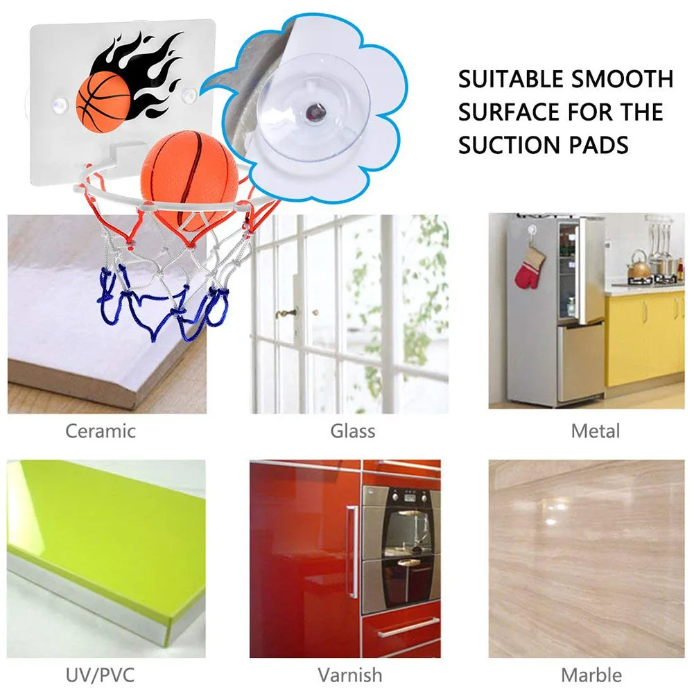 

Hot Children Kids Mini Basketball Hoop Toys Suck Wall-Mounted Stand with Pump Sport Toy Set MVI-ing